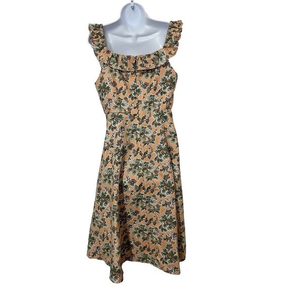 Ann Taylor Floral Linen Blend Square Neck Midi Dress Size 10P Bloomcore Event - Picture 3 of 8